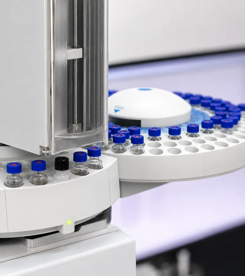 GC-MS sample vials prepared for fragrance analysis and technical testing