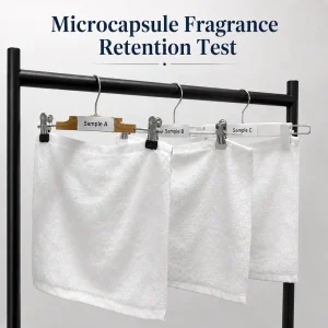Dry towel scent retention test for fabric softener and microencapsulated fragrance performance