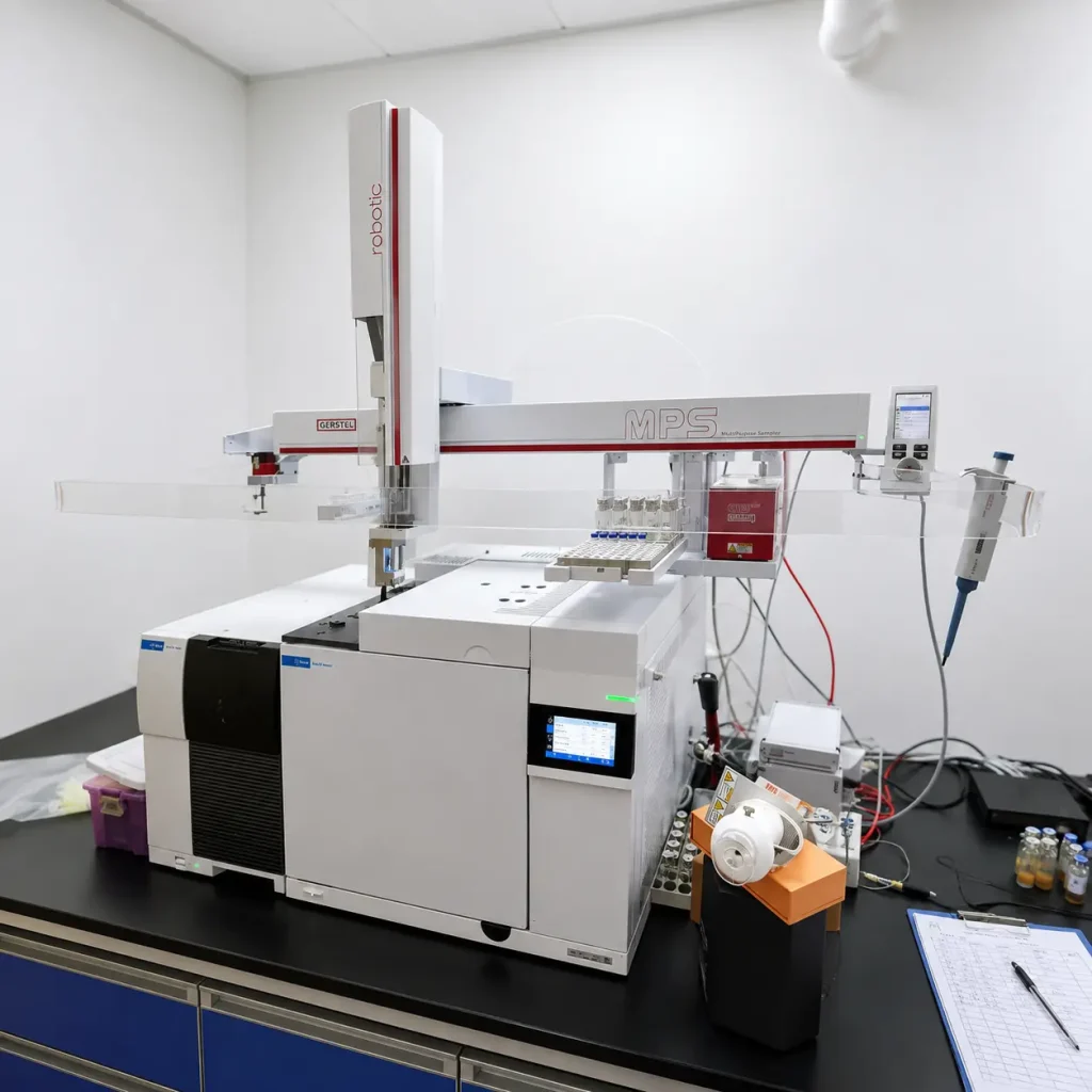 GC-MS equipment with automated sampler used for fragrance analysis and development